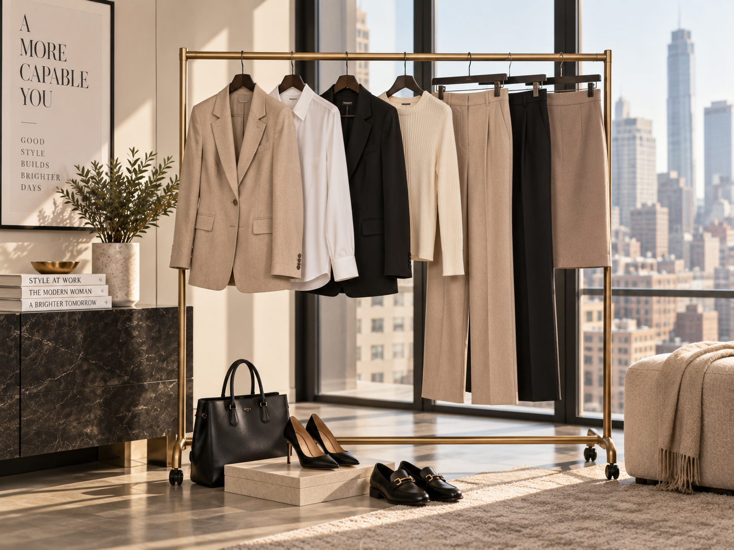 Capsulegarderobe voor dames met kleding schoenen en accessoires